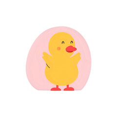 Cute Yellow Duckling Illustration: Pink Background Clipart