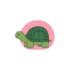 Cute Green Turtle Illustration: Pink Background Design Element