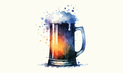 free drink, watercolor mugs of beer