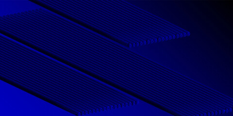 Futuristic dark blue abstract background with layered 3D diagonal lines and circular ends, creating depth and a dynamic sense of movement and precision
