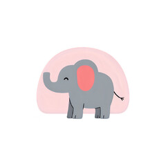 Cute Elephant Illustration: Pink Background, Gray Elephant Design
