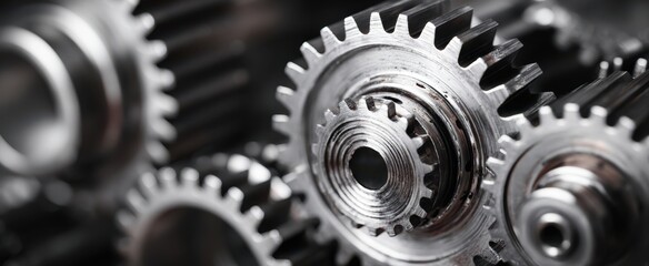 The intricate design of metallic gears in a mechanical setting.