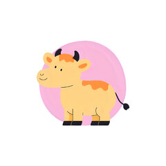 Cute Calf Illustration:  Farm Animal Clipart, Cartoon Cow Design