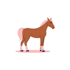 Brown Horse with Pink Mane and Tail: Equestrian Vector Graphic