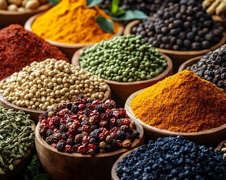 Radiant Masala Spice Powder Composition Evoking Culinary Adventure &ndash; Tactile Visual for Sustainable Food Packaging and Wellness Branding