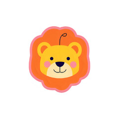 Cute Lion Face: Vibrant Cartoon Animal Illustration