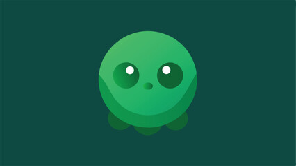 Fototapeta premium Cute gradient green cartoon character on a transparent background for design projects