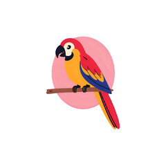 Vibrant Macaw on Branch: Tropical Bird Illustration