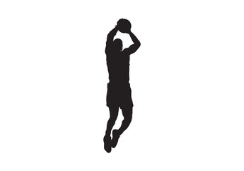 Silhouettes of basketball players vector on white
 basketball jump shot on a white background