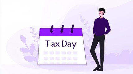 Business Money Tax Day Friendly Tax Day Illustration with Calendar