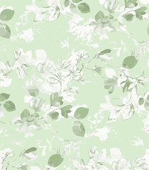 Tropical sunset seamless pattern with silhouettes of palm trees. Red summer vacation print with background of the setting sun, jungle plant Hand-drawn textile design, wallpaper in collage style Vector