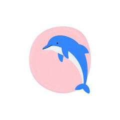 Pink Circle, Leaping Dolphin: Marine Animal Illustration
