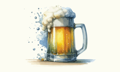 free drink, watercolor mugs of beer