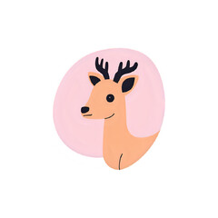 Cute Reindeer Illustration: Pink Background Design Element