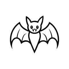 a black outline vector illustration of a vampire bat on white background.eps