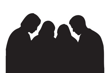 silhouettes of individuals reading books, study and knowledge concept