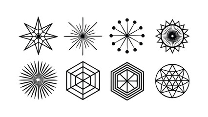 Set of abstract Celtic symbols and ornaments vector with winter holiday decoration elements