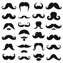 Thick Bold Mustache Silhouette Icons