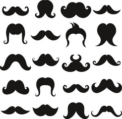 Classic Barber Mustache Silhouettes