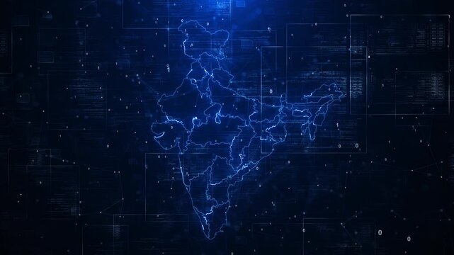 Cyber digital India country global tech innovation, stock market economy. satellites location virtual space Indian Rupee Business Finance Economy Digital India country Digital India Concept, India Map - Powered by Adobe