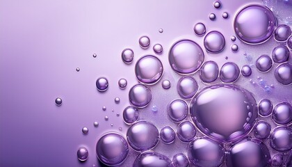 hyaluronic acid skin solutions ad collagen serum drops cosmetics advertising background abstract texture of transparent liquid bubbles on light lilac background collagen hydrolysate copy space