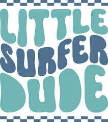 Little Surfer Dude Retro Ocean Vibes Illustration