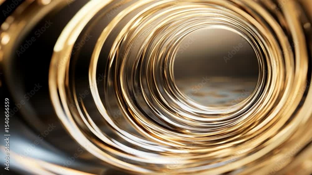 Poster Golden Spiral Abstraction: An abstract image featuring concentric circles of gold, creating a mesmerizing spiral effect that evokes depth and intrigue.
