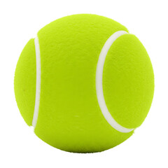 Bright Neon Green Fuzzy Tennis Ball in 3D Style Isolated on PNG Background.