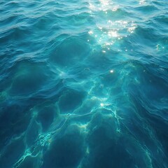Obraz premium Seamless texture of sea water, capturing fluid reflective characteristics under bright natural lighting. Turquoise blue ocean water surface abstract background, perfect marine backdrop, aquatic