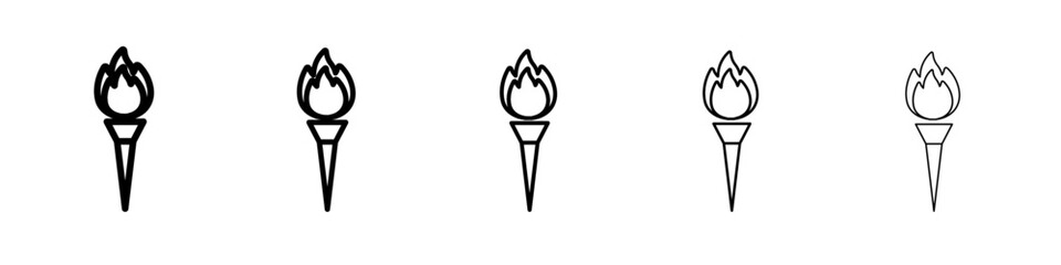 Torch flame icon Flat design on isolated background