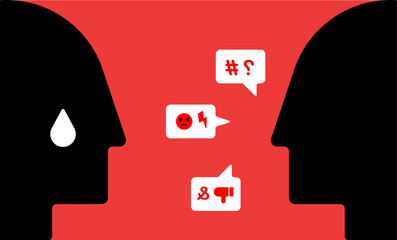 Online social media trolling and hate messages reviews illustration