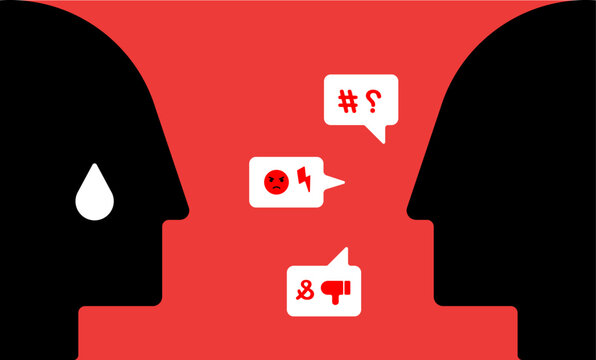 Online social media trolling and hate messages reviews illustration