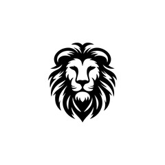 Obraz premium Stylized black and white graphic of a lion's head, bold design.