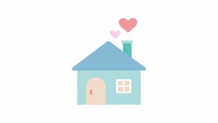 Sweet home illustration with hearts