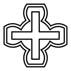 Medical Cross Symbol line art vector