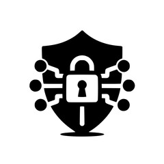 Minimalist Security Shield with Lock Silhouette – Black SVG Clipart