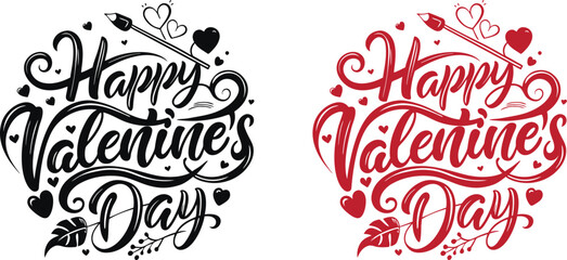 Happy Valentine's Day Elegant Lettering Design for Romantic Celebrations