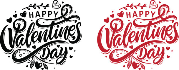 Happy Valentine's Day Elegant Lettering Designs for Romantic Celebrations