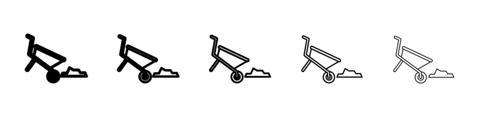 wheelbarrow unloading icon Flat design on isolated background