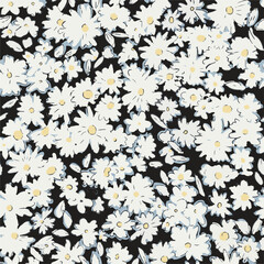 Floral seamless pattern with big flowers and Vector illustration.seamless floral watercolor pattern with garden pink, flowers roses, leaves, branches. Botanic tile, background.