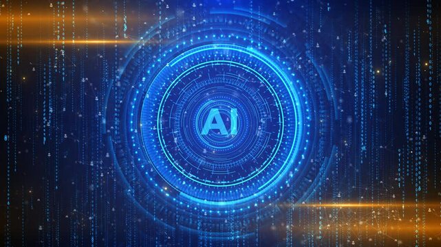 AI integration big data network, featuring interconnected glowing blue cubes and advanced data processing. Gen Data Technology, AI Deep Learning, AI Gen Revolution Background, Deep Machine Learning - Powered by Adobe