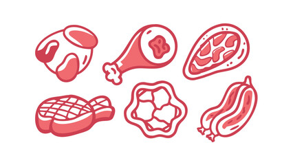 set of meat icons