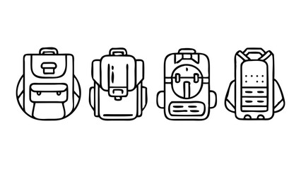 set of backpack isolated on white