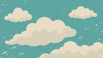 Vintage cartoon sky illustration with clouds and a blue background suitable for design projects