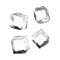 Four ice cubes isolated on transparent background