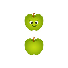 Green apple with eyes and face smiling 3d game illustration cartoon vector art fully editable ripe fresh fruit merge game asset svg