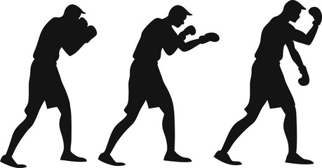 Boxing Silhouette Poses: Fighter Stance & Movement