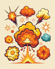 high-quality, upscaled cartoon explosion vectors! Ideal for comics, games, and animations needing dynamic and eye-catching effects.