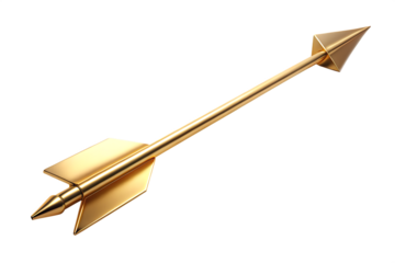 Golden Arrow with Pointed Tip and Flat Fletching Macro Shot A I Generated isolated on a transparent background