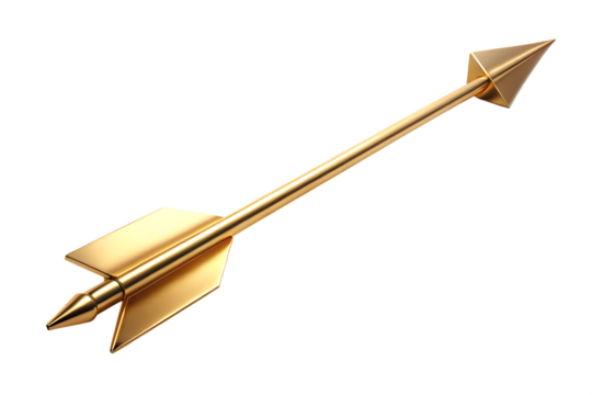 Golden Arrow with Pointed Tip and Flat Fletching Macro Shot A I Generated isolated on a transparent background